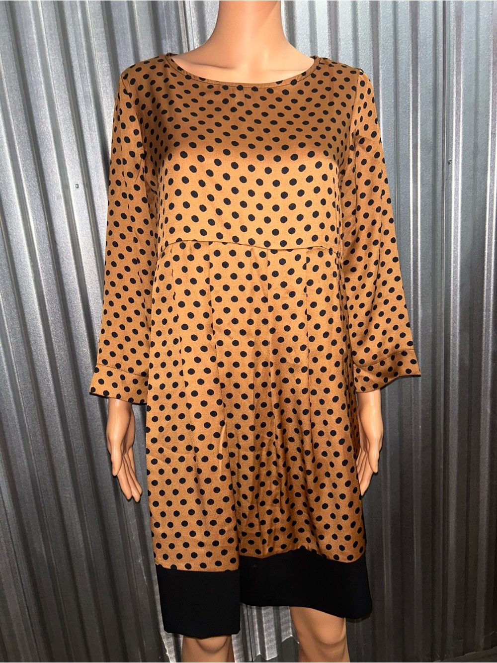 Eco Vintage Women’s Polka Dot Long Sleeve Dress - Size 46